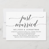 Just Married, Wedding Elopement Party Celebration Einladung (Vorderseite)
