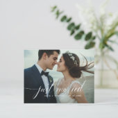 Just Married Wedding Folded Announcement Postcard Ankündigungspostkarte (Stehend Vorderseite)