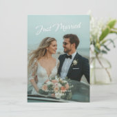 Just Married Wedding Foto Ankündigung (Stehend Vorderseite)