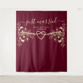 Just Married Wedding Foto Booth Hintergrund Wandteppich (Vorderseite)