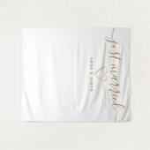 Just Married Wedding Foto Prop Wandteppich (Vorderseite (Horizontal))