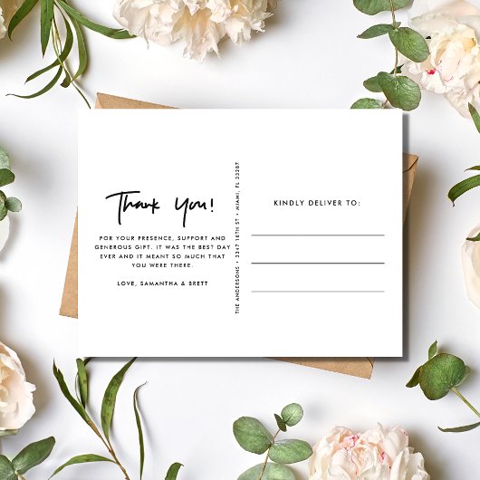 Just Married Wedding Foto Vielen Dank Postcard Postkarte