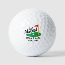 Just Married Wedding Golf Balls mit Namen & Datum