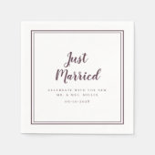 Just Married Wedding Mr & Mrs Modern Lila White Serviette (Vorderseite)