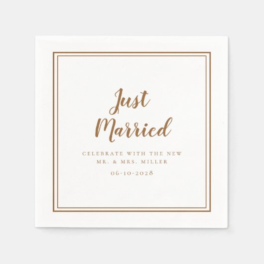 Just Married Wedding Mr & Mrs Rustic Brown & White Serviette (Vorderseite)