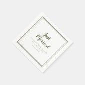 Just Married Wedding Mr. & Mrs Rustic Olive Green Serviette (Ecke)
