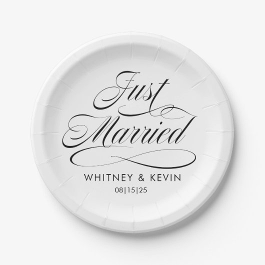 Just Married Wedding Paper Plate Pappteller (Vorderseite)