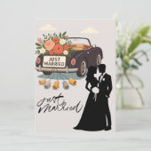 Just Married Wedding Party-Elegant Modern Newlywed Einladung (Stehend Vorderseite)