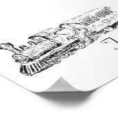 Just Married Wedding Train Fingerprint Guestbook Poster (Ecke)