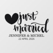  Just Married Wedding with black heart Car Fensteraufkleber (Blatt)