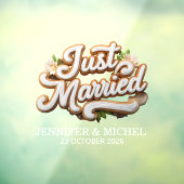 Just Married white gold script wedding car Fensteraufkleber (Blatt 3)