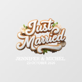 Just Married white gold script wedding car Fensteraufkleber (Blatt)