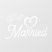 Just Married White Heart Fensteraufkleber (Blatt)