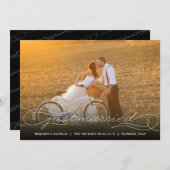 Just Married White Wedding Announcement Foto Card Ankündigung (Vorne/Hinten)