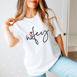 Just Married Wifey Modern Elegantes einfaches Skri T-Shirt