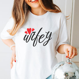 Just Married Wifey Modern Elegantes einfaches Skri T-Shirt