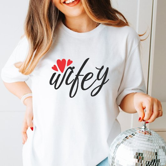 Just Married Wifey Modern Elegantes einfaches Skri T-Shirt