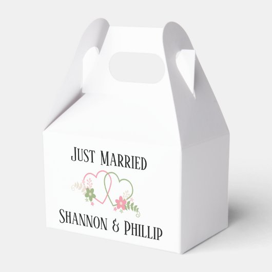 Just Married with Bride & Groom Names Gevor Box Geschenkschachtel (Vorderseite)