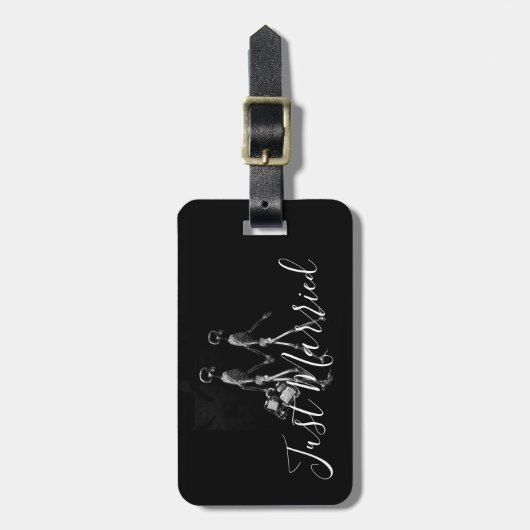 Just Married X-Ray Skeleton Honeymoon Couple Gepäckanhänger (Vorderseite vertikal)