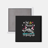 Just Married &#  Years Ago &# th Anniversary Cru Magnet (Vorderseite/Rückseite)