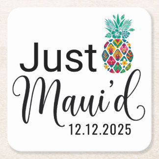  Just Maui'd | Hawaii Honeymoon Couple  Rechteckiger Pappuntersetzer