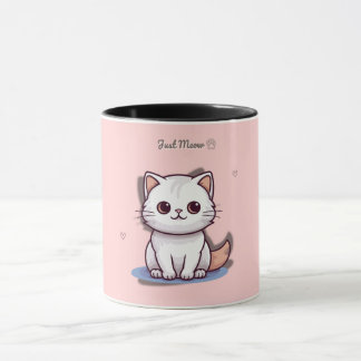 Just Meow Cute White Kitten Mug | Pink Pastel  Tasse