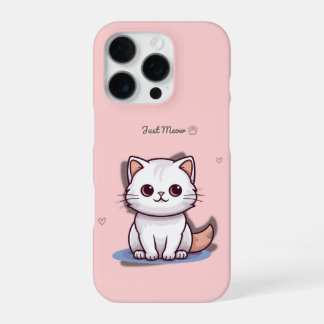 Just Meow Cute White Kitten Phone Case | Pink  iPhone 16 Pro Hülle