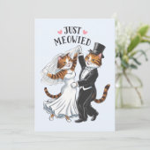 Just Meowied Verheiratete Paare Cat Funny Wedding Einladung (Stehend Vorderseite)