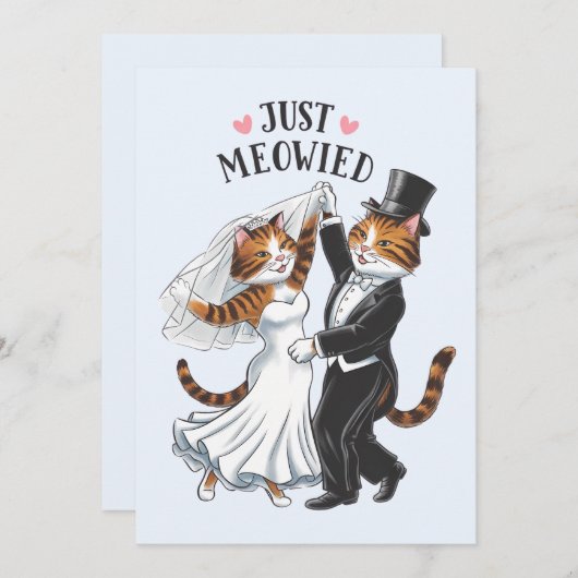 Just Meowied Verheiratete Paare Cat Funny Wedding Einladung (Vorne/Hinten)