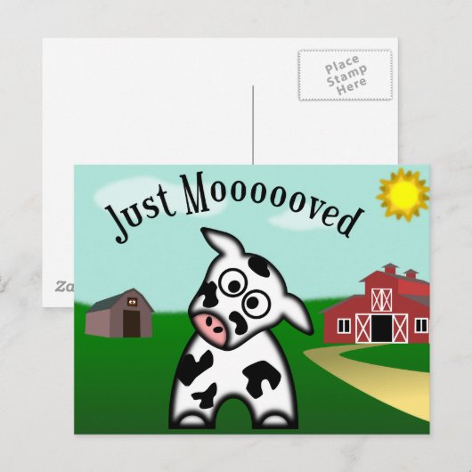 Just Moooved Postkarte (Vorne/Hinten)