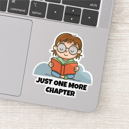 Just One More Chapter, Reading Book Worm Aufkleber (Detail)