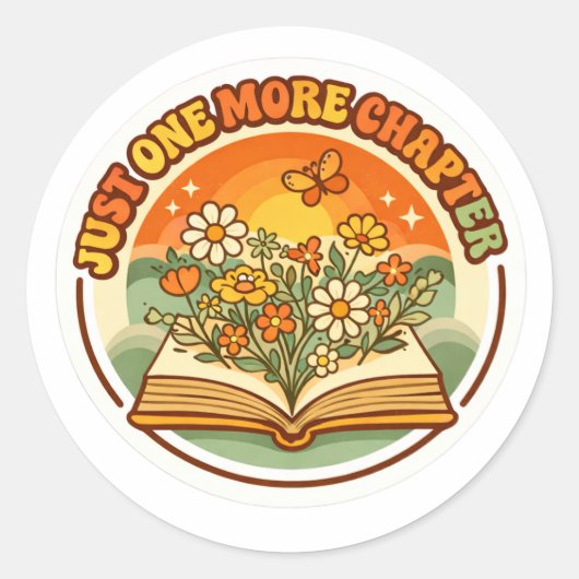 Just One More Chapter Sticker - Retro Groovy Book  (Vorderseite)
