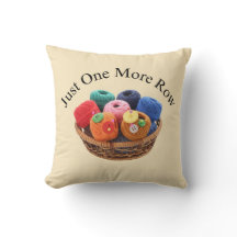 Just One More Row Knitting Pillow - Yarn Basket