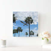 Just Palm Trees Wall Clock Quadratische Wanduhr (Zuhause)