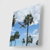 Just Palm Trees Wall Clock Quadratische Wanduhr (Winkel)