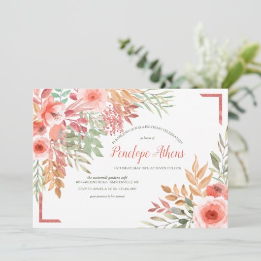 Just Peachy Geburtstagsparty Einladung (Stehend Vorderseite)