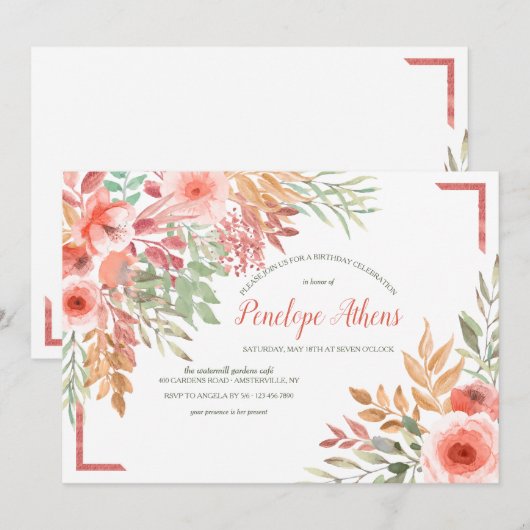 Just Peachy Geburtstagsparty Einladung (Vorne/Hinten)