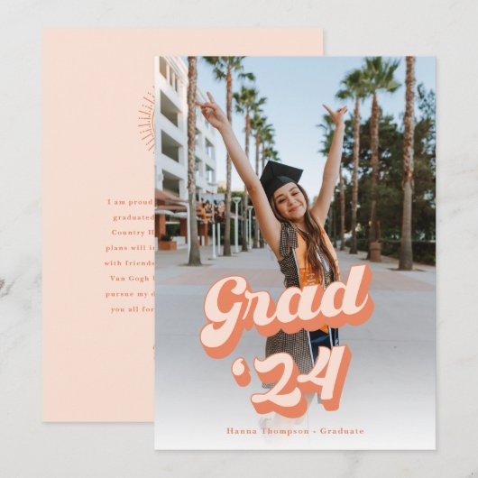 Just Peachy Grad Ankündigung (Vorne/Hinten)