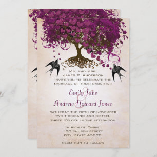 Just Peachy Sangria Herz Leaf Tree Wedding Einladu Einladung