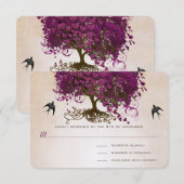 Just Peachy Sangria Herz Leaf Tree Wedding RSVP Karte (Vorne/Hinten)