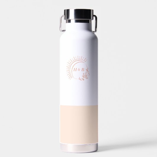 Just Peachy Wedding Monogram Trinkflasche (Vorne)