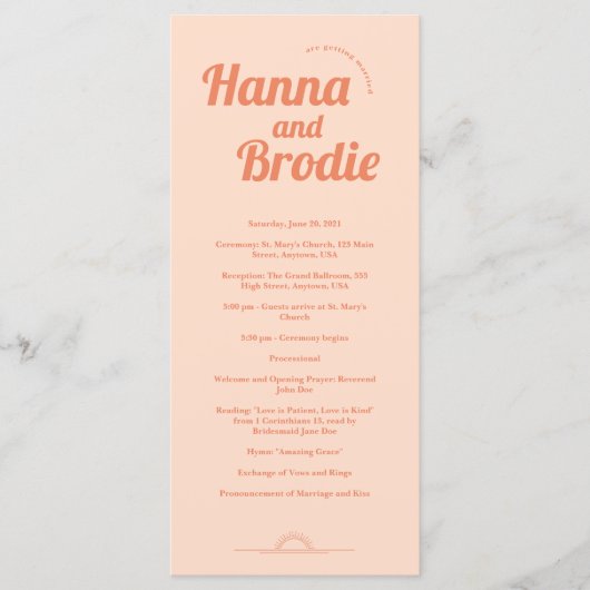 Just Peachy Wedding Program Programm (Vorderseite)