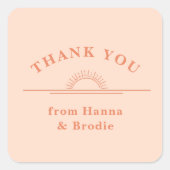 Just Peachy Wedding Vielen Dank Classic Round Stic Quadratischer Aufkleber (Vorderseite)