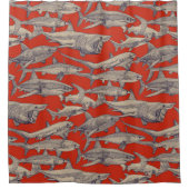 just sharks retro duschvorhang (Vorderseite)