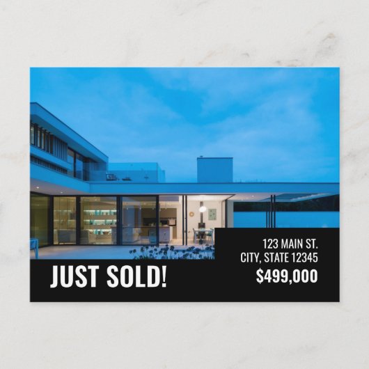 Just Sold - Black Modern - Postcard Postkarte (Vorderseite)