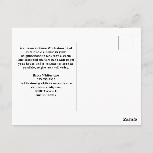 Just Sold Real Anwesen Company Custom House Foto Postkarte (Rückseite)