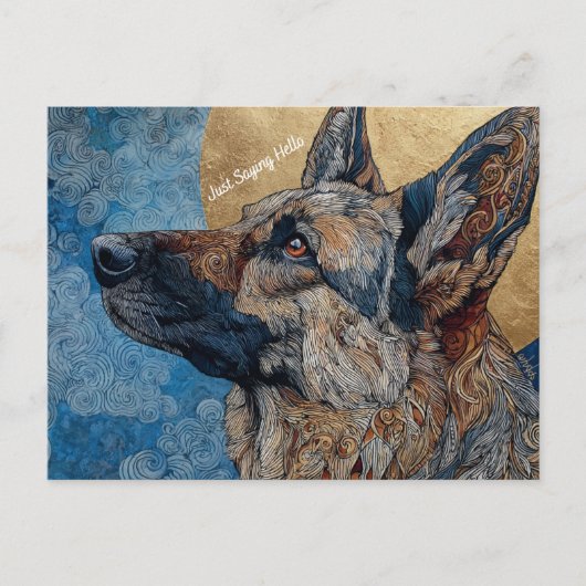 Just Sprichwort Hallo Hund Postcard Postkarte (Vorderseite)