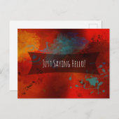 "Just Sprichwort Hello" - Red Abstrakt Digital Art Postkarte (Vorne/Hinten)
