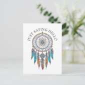 Just Sprichwort Hi | Blue Dreamcatchers Mystical Postkarte (Stehend Vorderseite)