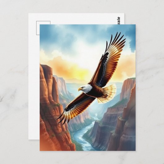 Just Sprichwort Hi | Eagle über Canyon Postkarte (Vorne/Hinten)